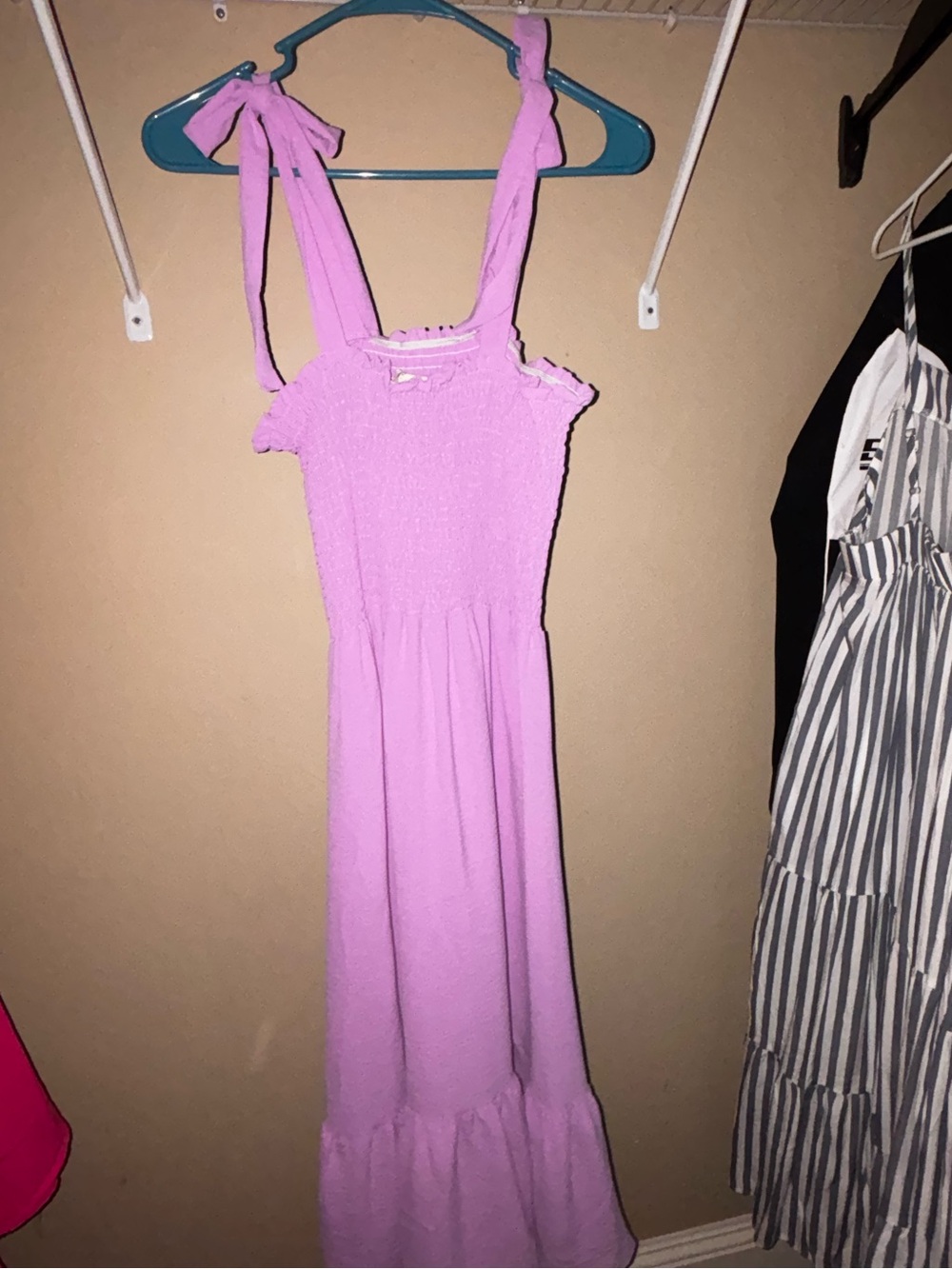 Purple Maxi Dress with Shoulder Bows